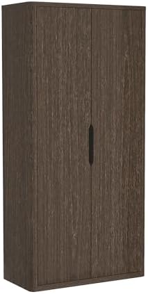 Manhattan Comfort Rivington Bookshelf 79 in Tall 5-Tier Bookcase, Modern Soft Close Storage Cabinet, Handle-Free, Round Corner Design for Living Room, Bedroom, or Home Office, Set of 3 in Walnut