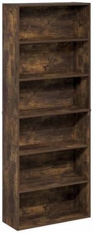Furinno Jaya 6-Tier Book Shelf, Open Shelf Bookshelf, Amber Pine