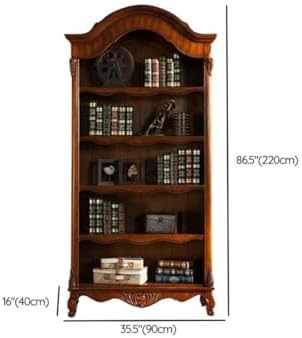 Sepia Timber Vertical Closed Back Organizer Shelf with 3/4/5 Shelves American Bookcase Retro Study Multi-Layer Bookshelf Storage Unit Floor-Standing Shelf Home Use Brown 35" L x 16" W x 87" H
