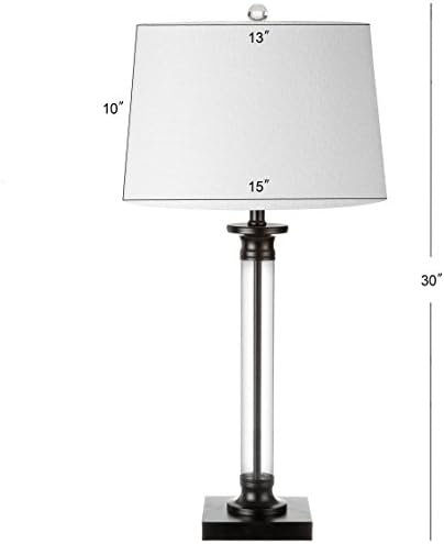 JONATHAN Y Mason 30" Glass and Metal Table Lamp, Black/Clear, Set of 2