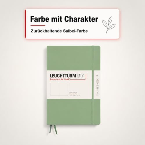 LEUCHTTURM1917 - Notebook Hardcover Composition B5-219 Numbered Pages for Writing and Journaling (Sage, Plain)
