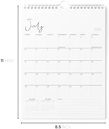 Karto Wall Calendar 2025-2026 8.5x11 in - Cursive | July 2025 to December 2026, Vertical, Boosts Productivity, Easy Monthly Planning