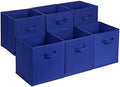 Amazon Basics Collapsible Fabric Storage Bins, Cube Organizer with Handles, 13"x13"x13", Navy, 6-Pack