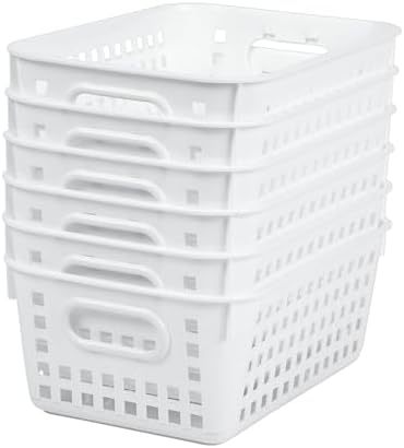 Really Good Stuff Medium Plastic Book Baskets, 11" x 7.5" x 4.5", 6-Pack