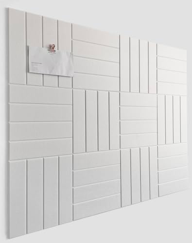Slated Felt Bulletin Board Tiles | Cork Board Alternative for Walls | Wall Panels for Office & Home Decor | Aesthetic Pinboard & Photo Board | 12-Pack (11.8" x 11.8") with Adhesive | Pure White