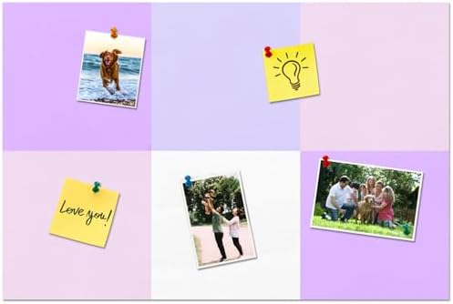 Square Felt Cork Bulletin Board Tiles, Self Adhesive DIY Felt Pin Board for Wall 30" x 20" with 35 Pushpins for Office School Home Wall Decor Stickers Memos Photos Display (Purple+Pink)