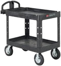 Rubbermaid Commercial Products BRUTE Heavy Duty 2-Shelf Utility/Service Cart, Medium, Lipped Shelves, Ergonomic Handle, Pneumatic Casters, 500 lb Capacity, Black, for Warehouse/Garage/Cleaning/Office