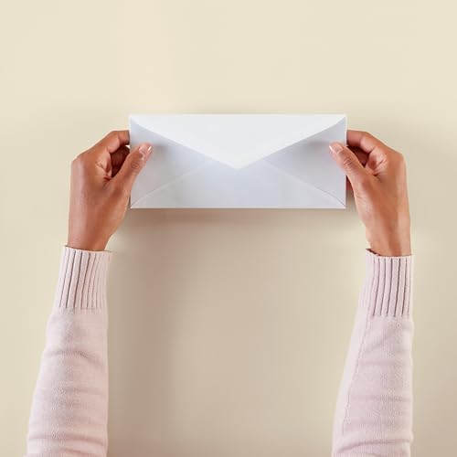 Amazon Basics #10 Business Letter Envelopes with Gummed Seal, No Tint, White, 500-Pack