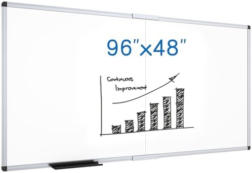 VIZ-PRO Large Magnetic Dry Erase Whiteboard, 96 x 48 Inches, Foldable