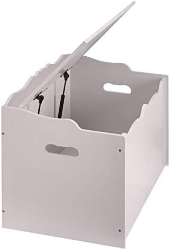 Amazon Basics Kids Wooden Toy Storage Chest with Safety Lid, Spacious Organizer for Bedroom, Gray, 30" x 18" x 19"