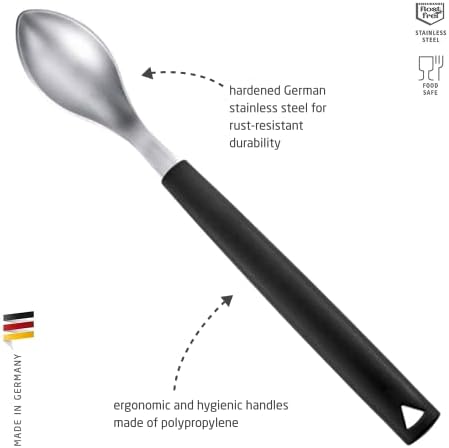 triangle Large Quenelle Spoon, Carded - Stainless Steel - Creates Smooth, Rounded Scoops for Plating - GreenGrip Handle - Dishwasher Safe - Made in Germany