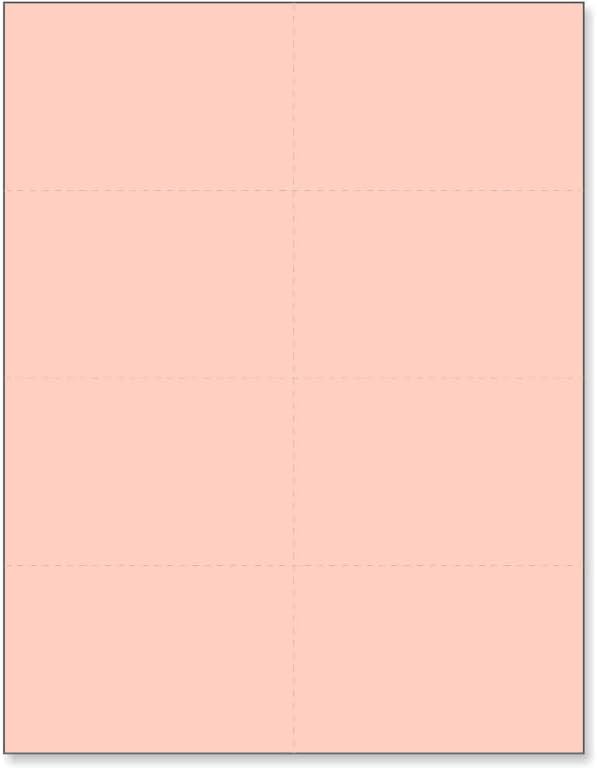 Limited Papers (TM) 8.5x11 Perforated Paper, 20/50 Pound, 75 GSM, Variety of Perforation Sizes and Colors, for Forms, Tickets, Postcards, Business Cards. (Peach, 8 up)