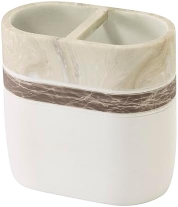 IZOD – Bathroom Accessory Set, Hand-Painted Resin with Marble Look Color-Block Design, Decorative Lotion Pump, Soap Dish, Toothbrush Holder & Tumbler (Tidal)