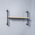 Contemporary Wall Unit Bookcase Metal Frame Pine Wood Shelf Bookshelf Wall-Mounted Bookshelf Wrought Iron Bag Rack Multi-Layer Clothing Store Decoration Black Wood 23.6" L x 9.8" W x 17.3" H