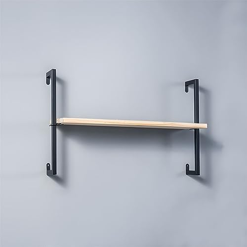 Contemporary Wall Unit Bookcase Metal Frame Pine Wood Shelf Bookshelf Wall-Mounted Bookshelf Wrought Iron Bag Rack Multi-Layer Clothing Store Decoration Black Wood 23.6" L x 9.8" W x 17.3" H
