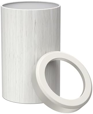Gatco Small Bathroom Trash Can with Lid, Round 3 Gallon Wastebasket, Under Sink, White Oak with Matte White, for Bathroom, Bedroom, Office (1932W)