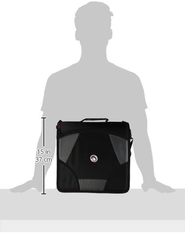 Case-it School Zipper Binder | 4-Inch D-Rings | 800-Sheet | D-186 Black | King Sized Zip Tab, 5-Subject Expanding File Folder, Multiple Pockets, Storage Organizer, Shoulder Strap, Office