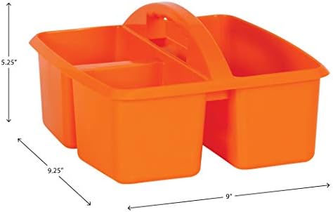 Teacher Created Resources Assorted Bright Colors Portable Plastic Storage Caddy 6-Pack for Classrooms, Kids Room, and Office Organization, (Lime, Orange, Pink, Purple, Teal, and Yellow) 3 Compartment