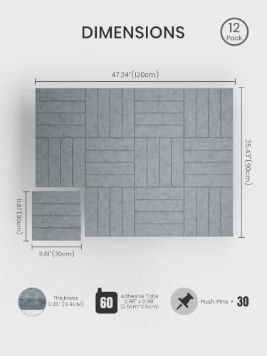 Bumusty 48" x 36" Large Cork Board Alternative, Blue Gray