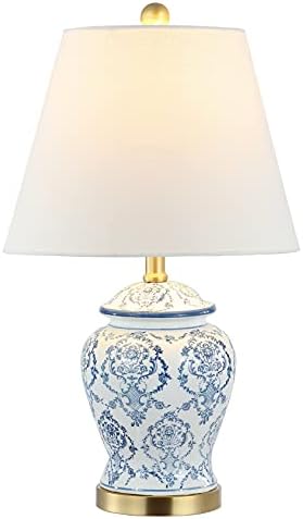 JONATHAN Y Juliana Chinoiserie Ceramic Urn Table Lamp 22.25", Blue/White