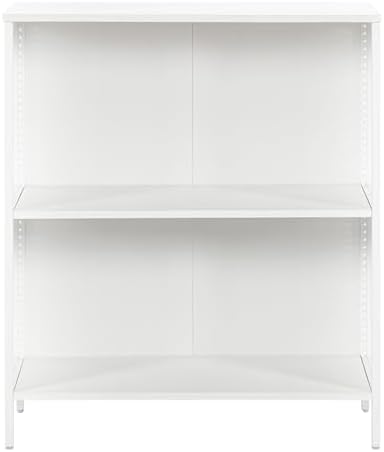 OSP Home Furnishings Ace Contemporary Modern Storage Bookcase with Shelves, 2 Shelves, White Finish