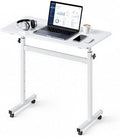 VEVOR Standing Desk, Adjustable Height Mobile Stand Up Desk with Lockable Casters, 32 x 16 in Small Computer Sit Stand Rolling Workstation with Hook, 55.1 lbs Desktop Capacity, for Home Office, White