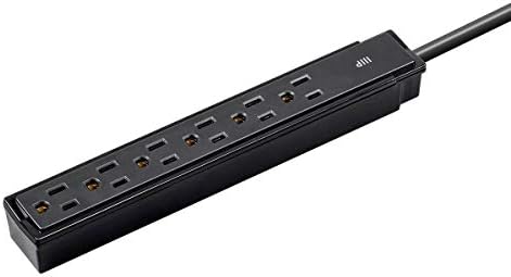 Monoprice 6 Outlet Surge Protector - UL Rated, 201 Joules, 1800-watt capacity, 2-Pack, 2 Feet, Black