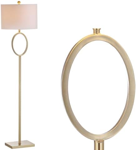 JONATHAN Y April 61" Metal LED Floor Lamp Hoop Design, Brass Gold