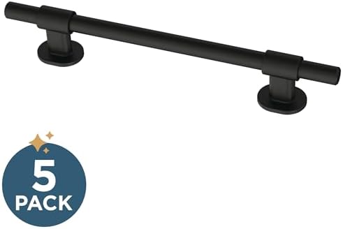 Franklin Brass 5 Pack Matte Black Cabinet Handles Adjustable Drawer Pulls for Kitchen Cabinet Knobs Dressers and Cupboards Fits 1-3/8 to 6-5/16 inch (35–160mm) Hole Center | Adjusta-Pull™
