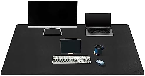 Mydours Extra Large 59" x 24" PU Leather Desk Pad,Gaming Mouse Pad, Black