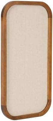 Kate and Laurel Hutton Transitional Wall Pinboard, 12 x 24, Natural Rustic, Modern Rounded Rectangle Wall Organizer for Use as Cork Board, Vision Board, or Bulletin Board