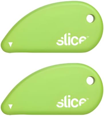 Slice Micro Safety Cutter | Safe Ceramic Box Cutter Lasting 11x Longer than Metal | Keychain Box Opener | 2 Pack | Green