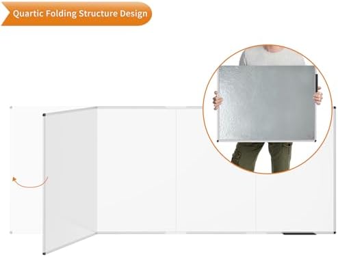 VIZ-PRO Large Magnetic Dry Erase Whiteboard, 120 x 48 Inches, Foldable
