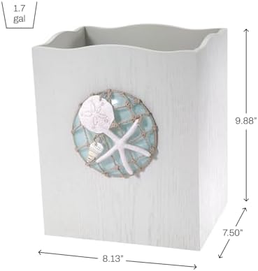 Avanti Linens - Wastebasket, Decorative Trash Can, Coastal, Seaglass