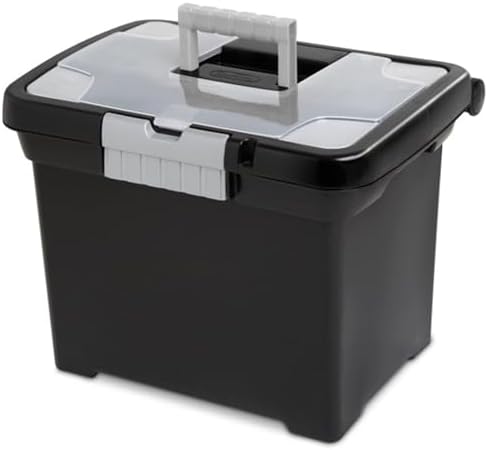 Sterilite Portable File Box with Latching Lids for Home and Office, 12-Pack | Heavy-Duty and Stackable Plastic Containers with Latches for Closet, Cabinet, Bedroom, Bathroom and Dorm Room Organization
