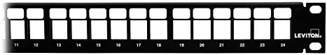 Leviton 49255-H24 QuickPort Patch Panel, 24-Port, 1RU, Cable Management Bar Included , Black, Metal, Electrical Outlet