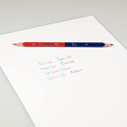 Kores - Twin: Double-Sided Red and Blue Pencils for Children and Students, Soft Lead and Triangular Ergonomic Shape, School Supplies for Writing and Correcting, Pack of 12