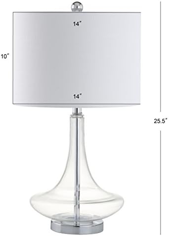 JONATHAN Y Cecile 25.5" Metal Glass Lamp, Clear/Chrome, Set of 2