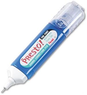 Pentel Presto! Jumbo Correction Pen, Fine Point, Metal Tip, Box of 12 (ZL31-W)
