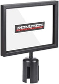 DuraSteel Stanchion Sign Holder 8.5" x 11" Paper Size - Double Sided Landscape Display w/Plexiglass Cover - Black Stanchions Crowd Control Metal Outdoor Sign Holder Stand, NOT Fit US Weight Stantions