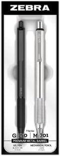 Zebra Pen STEEL G-750 & M-701 Retractable Pen and Pencil Gift Set, 2-Pack