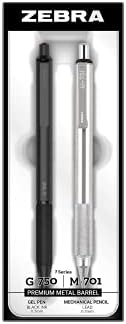 Zebra Pen STEEL G-750 & M-701 Retractable Pen and Pencil Gift Set, 2-Pack