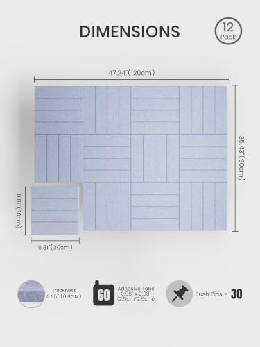 Bumusty 48" x 36" Large Cork Board Alternative, Soft Periwinkle