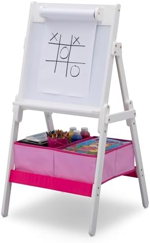 Delta Children Classic Kids Whiteboard/Dry Erase Easel with Storage, Bianca White
