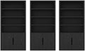 Manhattan Comfort Rivington 79 in Tall Modern Bookshelf with Soft Close Doors, Four Open Shelves and Two Adjustable Shelves, Bookcase Storage Cabinet for Living Room or Office, Set of 3 in Black