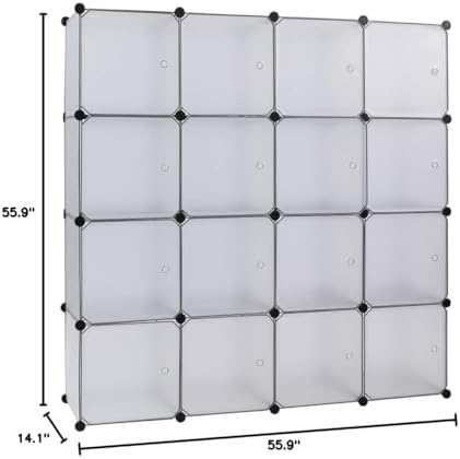 Savins gt1-zj 16-Cube Storage Shelf Cube Shelving Bookcase Bookshelf Organizing Closet Toy Organizer Cabinet White Color