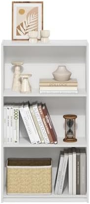 Furinno Basic 3-Tier Book Shelf with Open Shelves, White