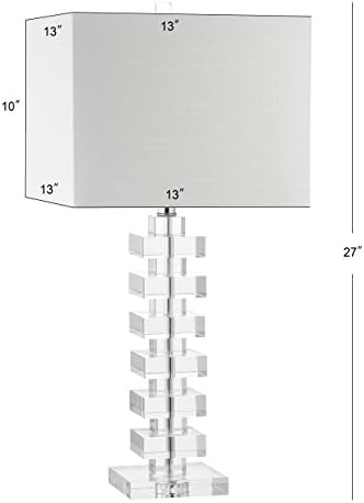JONATHAN Y June 28" Geometric Stacked Crystal Table Lamp, Clear