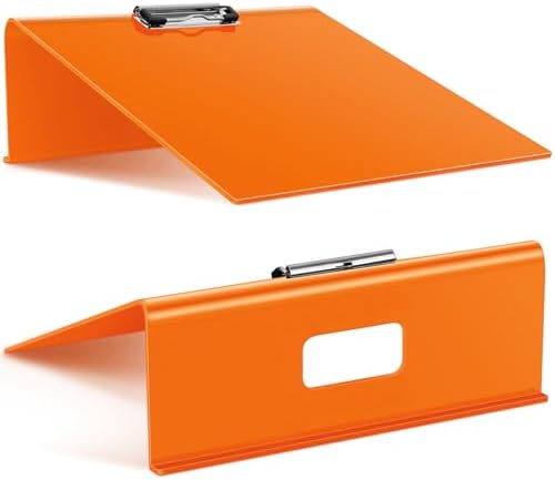 Pasimy 2 Pcs Slant Board Writing 13 x 13 Inch Heavy Duty Slanted Clipboard Sloped Acrylic Large Writing Board to Improve Handwriting Posture Reading Grasp for Back to School Office Supplies(Orange)