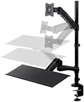 Monoprice Articulating Gas Spring Sit Stand Monitor and Keyboard Workstation Mount - for Displays 13in to 26in, VESA 75x75 to 100x100, Easy to Use, Compatible with Most Desks, Black